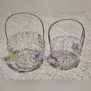New! Metal Easter Baskets Set of 2 - Decorative & Designer Style - Gem Accents
